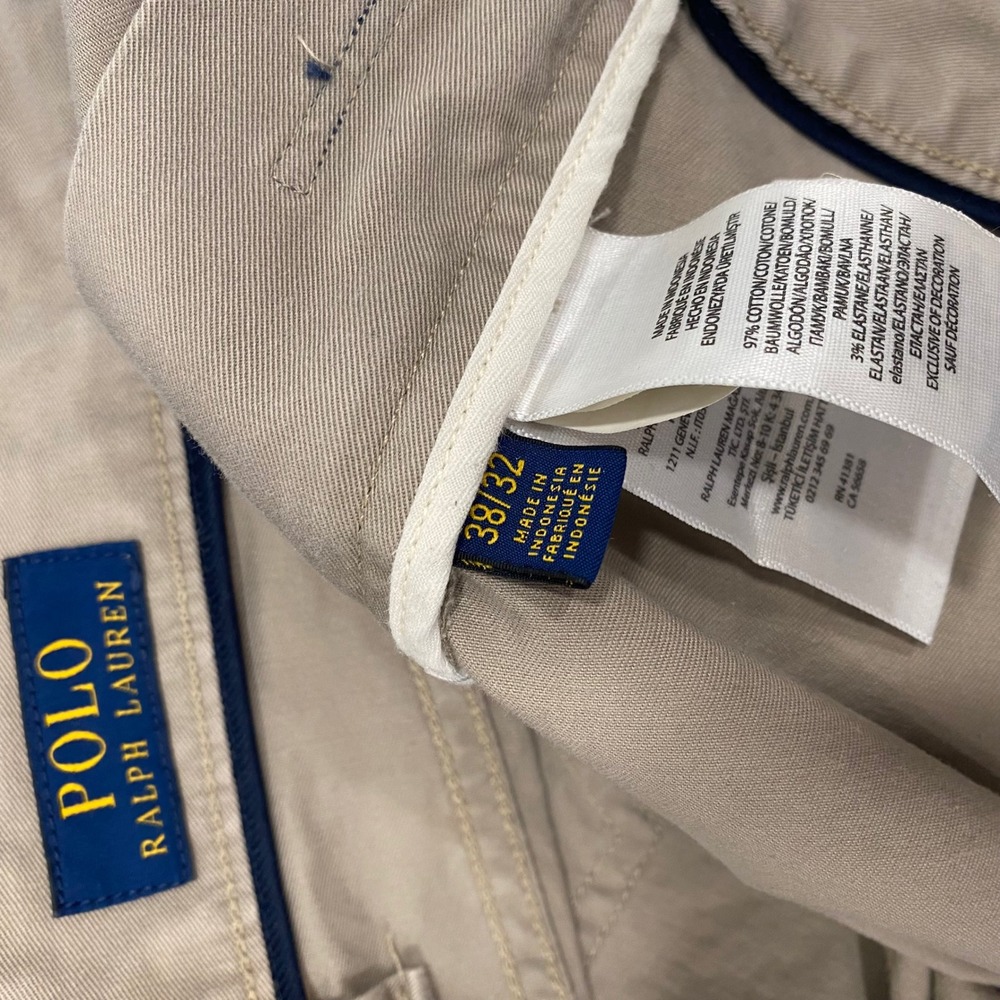 Polo Ralph Lauren Pants Mens 38x32 Tan Varick Slim Straight Khaki Chino Dungaree - Picture 10 of 16